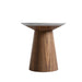 Front Facing View of The Winston Side Table Walnut Veneer With White Marble Top