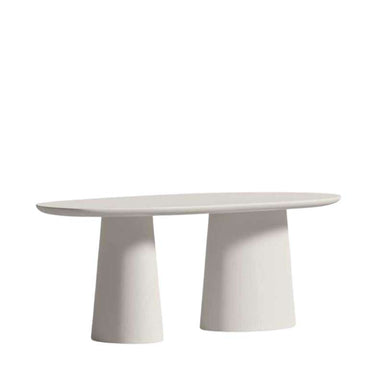 Angled Side View of The Alessia Dining Table In Alabaster Matte Lacquer Finish