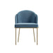 Front Facing View of The Angelo Dining Chair in Solstice Fabric and Brass Base