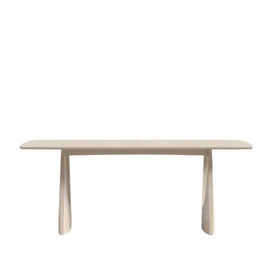 Front Facing View of The Arco Extendable Dining Table in a Washed Natural Oak Veneer Finish