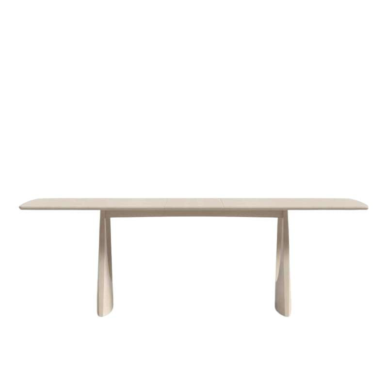 Side Facing View of The Arco Extendable Dining Table in a Washed Natural Oak Veneer Finish With Leaf Extension