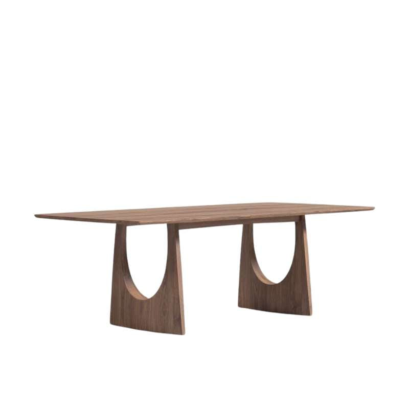 Angled Side View of The Arco Extendable Dining Table in a Walnut Veneer Finish