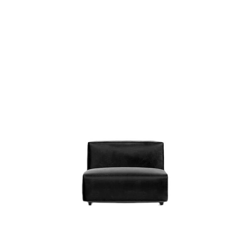 Front Facing View of The Arya Armless Modular Sectional Piece With Black Fabric