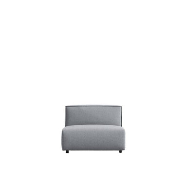 Front Facing View of The Arya Armless Modular Sectional Piece With Porpoise Fabric