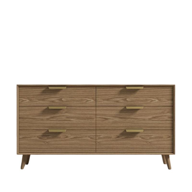 Front Facing View of The Asher Wide Dresser in an Ash Veneer Finish