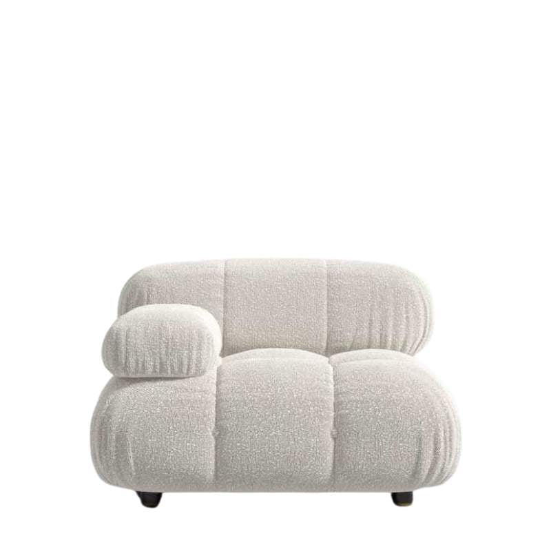 Front Facing View of The Belia Left Arm Modular Sectional Piece With Pearl Fabric