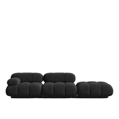 Front View of The Belia Open End Sofa in Caviar Color and Fabric