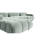 Close Up View of The Belia Sectional Sofa in Moonstone Color and Fabric