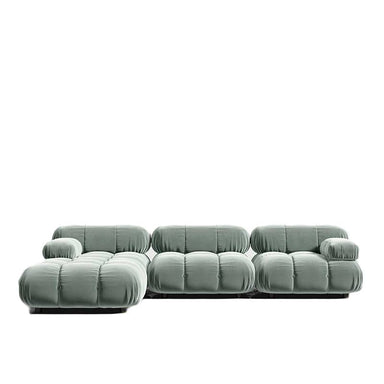 Front Facing View of The Belia Sectional Sofa in Caviar Moonstone Color and Fabric