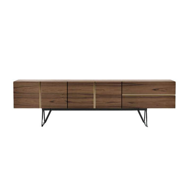 Front View of The Bennett Media Console 83 Inch in Walnut Veneer