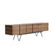 Angled Side View of The Bennett Media Console 83 Inch in Walnut Veneer