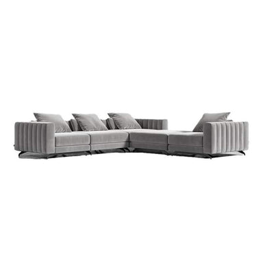 Angled Side View of The Berlin L Sectional in Glacier Grey Fabric and Color