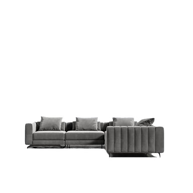 Front Facing View of The Berlin L Sectional in Glacier Grey Fabric and Color