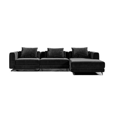 Front View of The Berlin Sectional Sofa in Black Color and Fabric