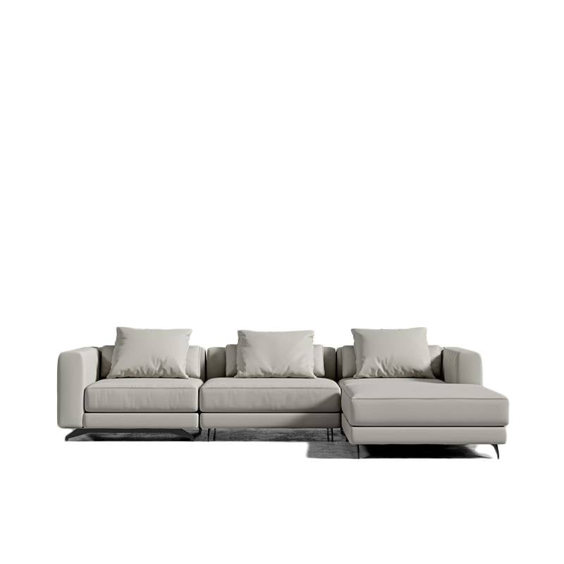 Front View of The Berlin Sectional Sofa in Taupe Color and Fabric