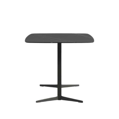 Side Facing View of Elaine Dining Table With Black Pietra Ceramic Surface and Black Base