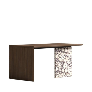 Angled Side View of The Gia Desk (Black Label) With Walnut Veneer Finish