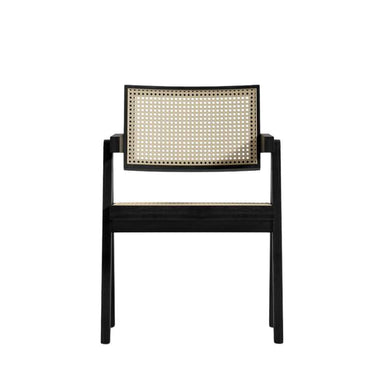 Front Facing View of The Javert Armchair in Ebony and Pale Cane