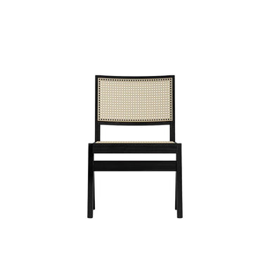 Front Facing View of The Javert Side Chair in Ebony Pale Cane Finish