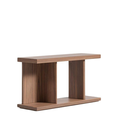 Angled Side View Of The Kaye End Table Walnut Veneer Finish