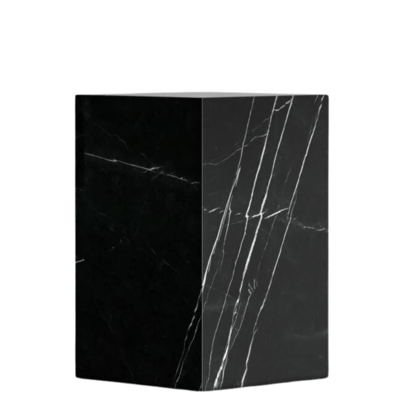 Angled View of The Liza Side Table in Black Marble