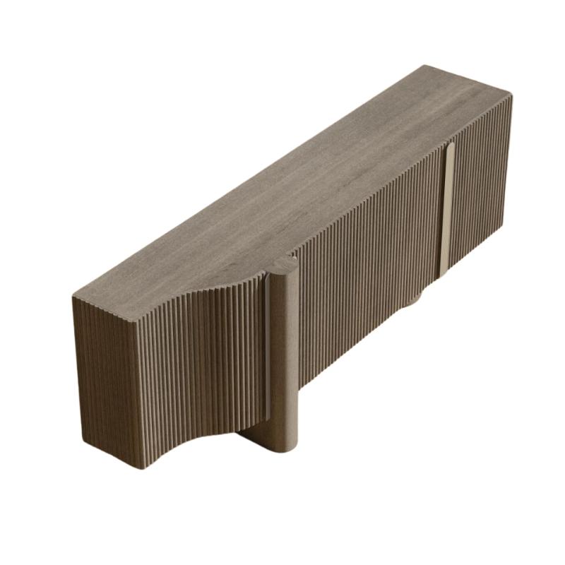 Top View of The Magnus Entryway Console With Grey Oak Veneer Finish With Doors Closed