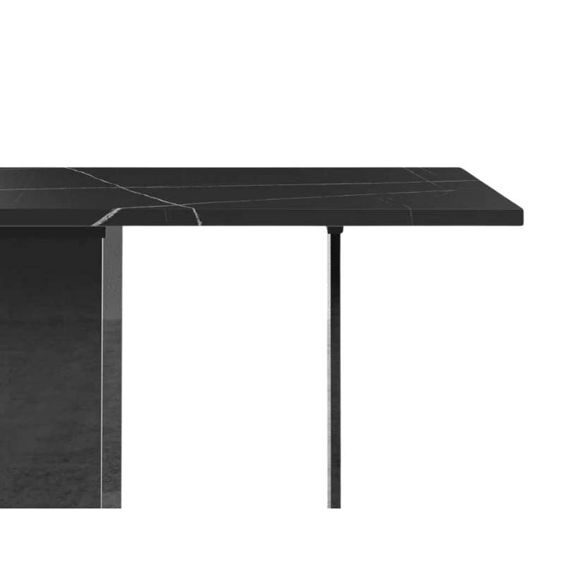 Close Up View of The Marbella Dining Table With a Black Pietra Ceramic Surface