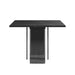 Side Facing View of The Marbella Dining Table With a Black Pietra Ceramic Surface