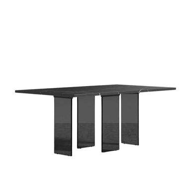 Angled Side View of The Marbella Dining Table With a Black Pietra Ceramic Surface