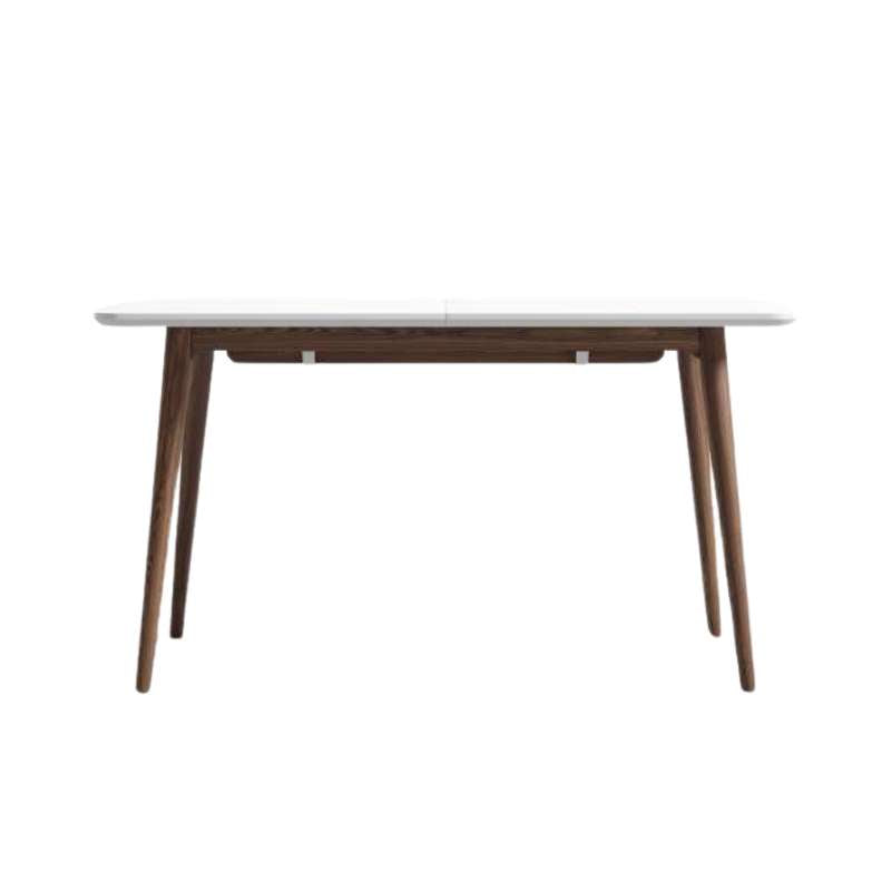 Front Facing View of The Marcus Dining Table in a White Lacquer 