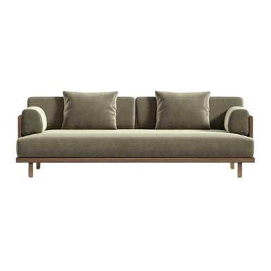 Front facing View of The Maria Sofa in Olive Green Fabric and Color