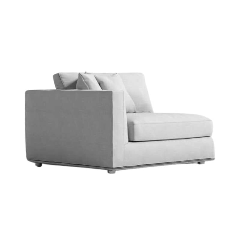 Angled Side View of The Milo 1 Seater Left Arm in Opal Fabric and Color