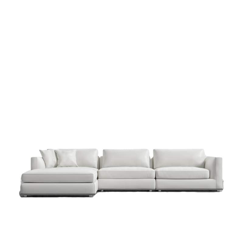 Front Facing View of The Milo Modular Sectional in Eggshell Fabric and Color