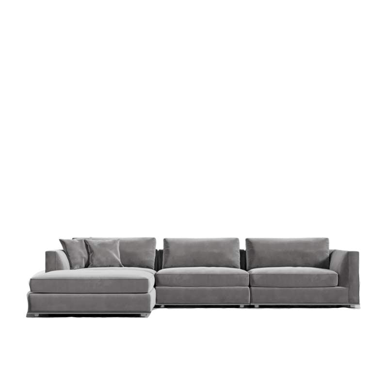 Front Facing View of The Milo Modular Sectional in Glacier Grey Fabric and Color