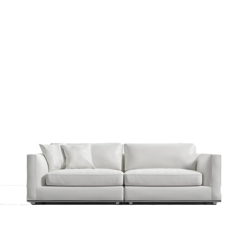 Front Facing View of The Milo Sofa in Trento Eggshell Fabric and Color