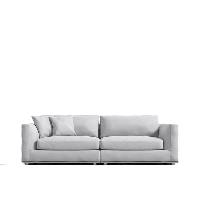 Front Facing View of The Milo Sofa in Opal Fabric and Color