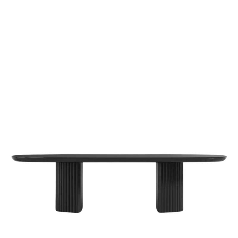 Front Facing View of The Osten Table in Black Lacquer Finish and Black Base - 120in