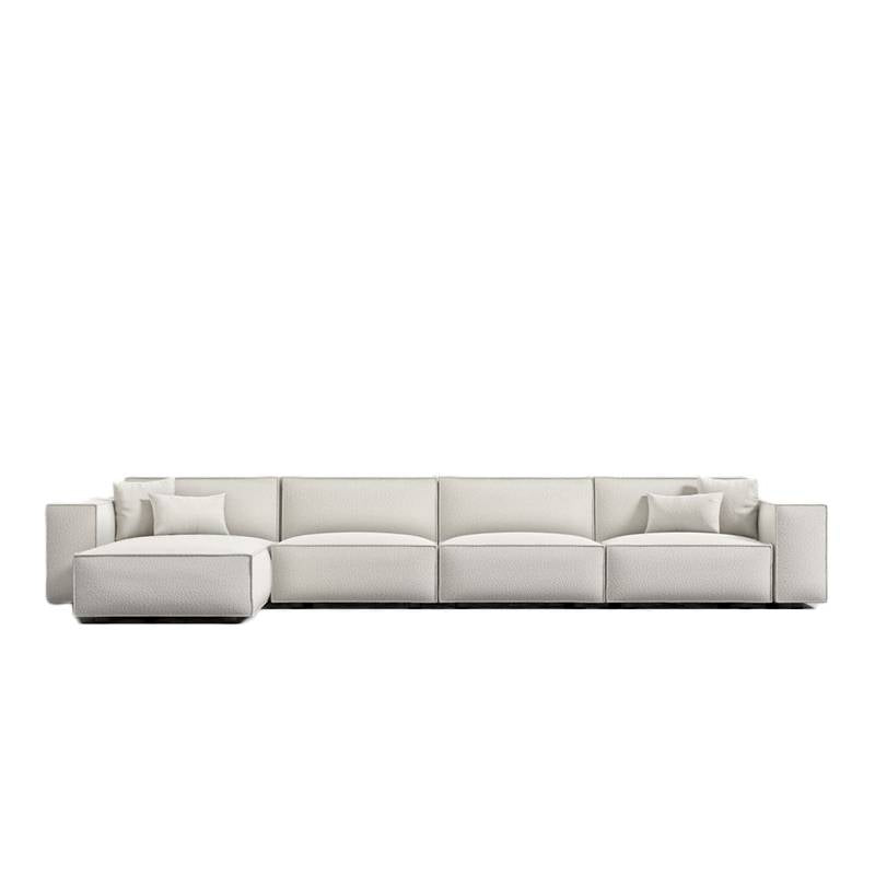 Front Facing View of The Porter Extended Left Hand Sectional in Pearl Fabric and Color 