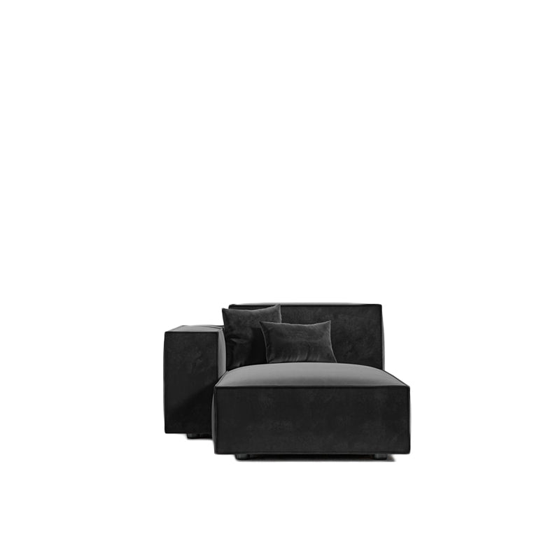 Front Facing View of The Porter Left Arm Chaise in Black Fabric and Color