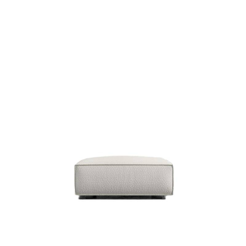 Front Facing View of The Porter Ottoman in Pearl Color and Fabric