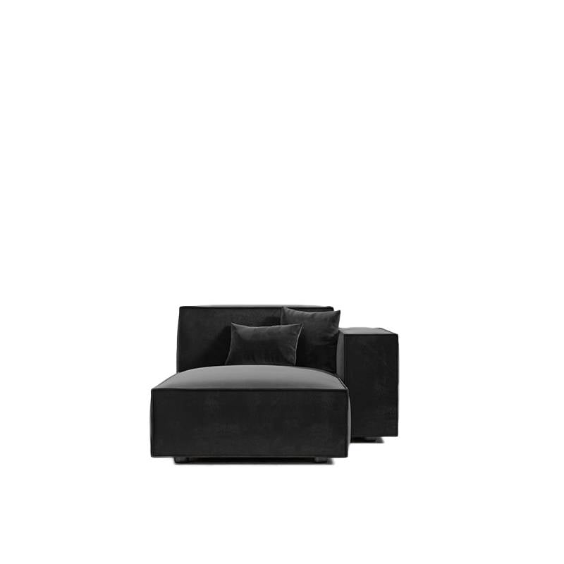 Front Facing View of The Porter Right Arm Chaise in Black Color and Fabric