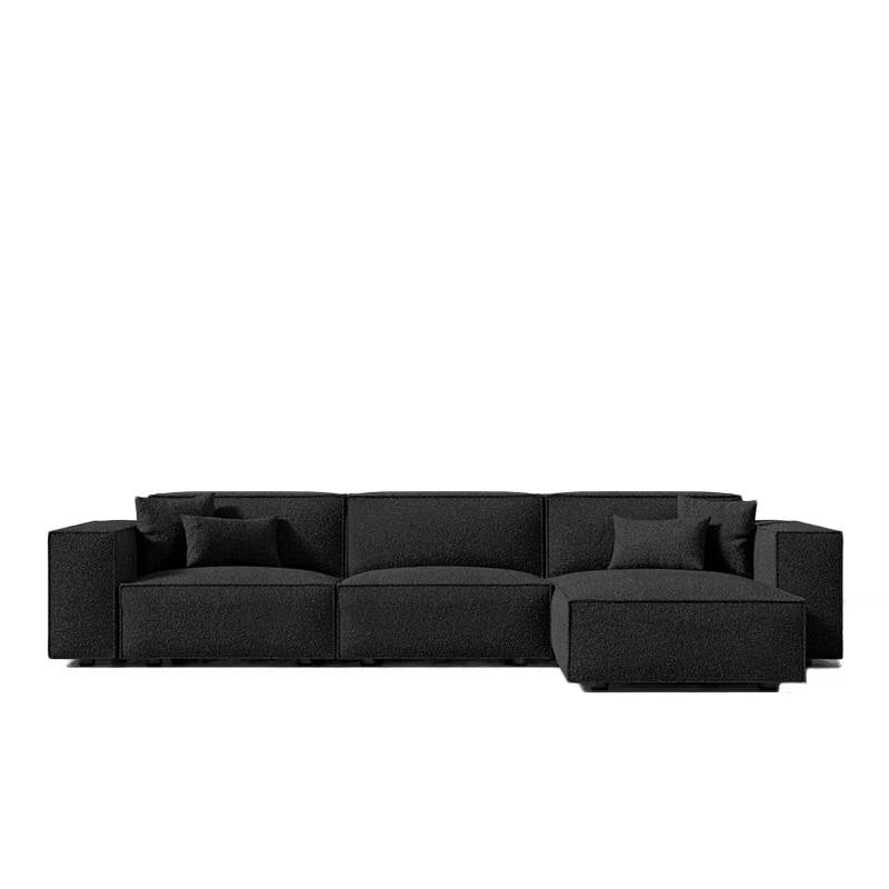 Front Facing View of The Porter Sectional Right Hand Sofa in Caviar Color and Fabric