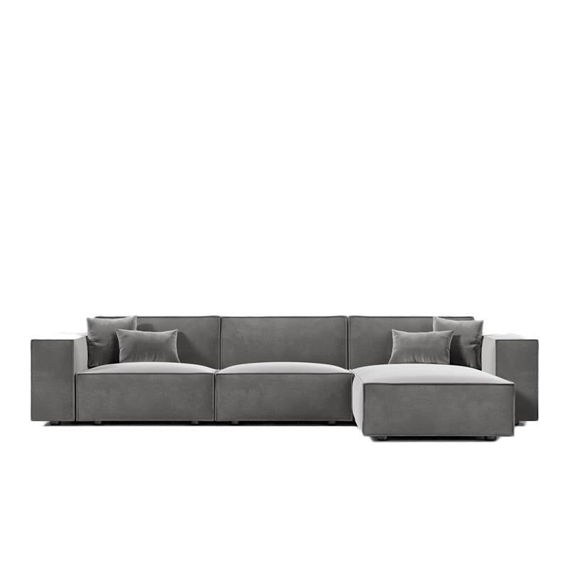 Front Facing View of The Porter Sectional Right Hand Sofa in Glacier Grey Color and Fabric