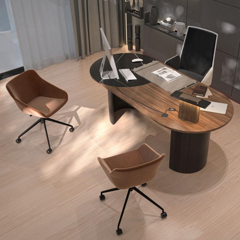 Top View of Two Rocco Office Chairs Next to a Desk