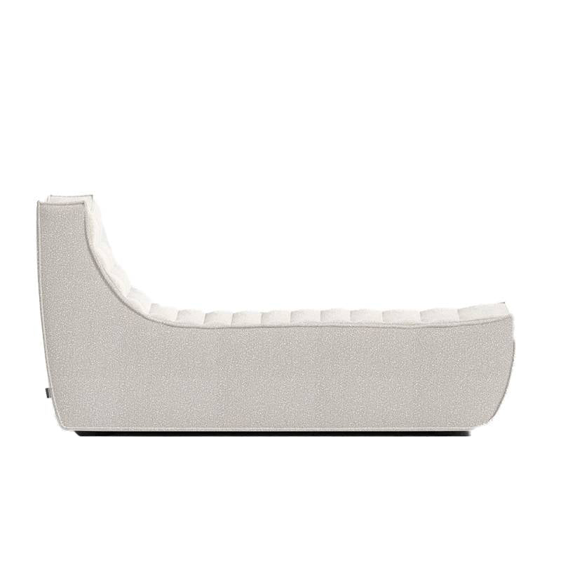 Side Facing View of The Tanner Chaise in Pearl Fabric and Color