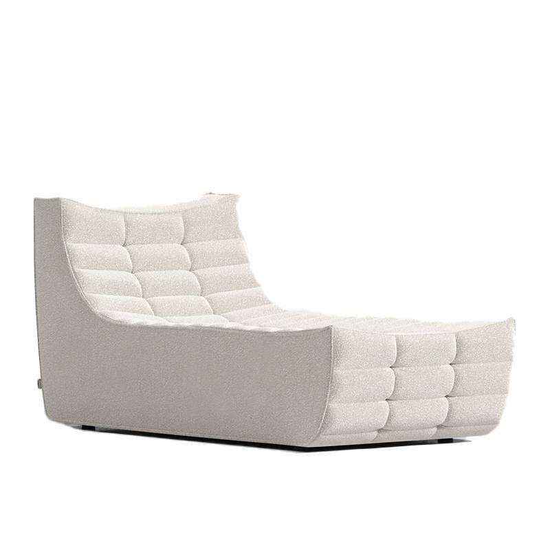 Angled Side View of The Tanner Chaise in Pearl Fabric and Color