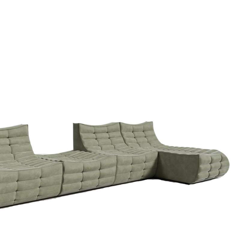 Close Up View of The Tanner Modular Sectional in Sage Fabric and Color