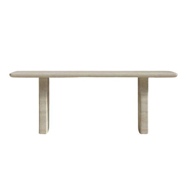 Front Facing View of The Tiberius Table in White Travertine