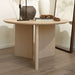 The Trio Dining Table in Washed Natural Oak Veneer Finish Being Used as an Accent Table