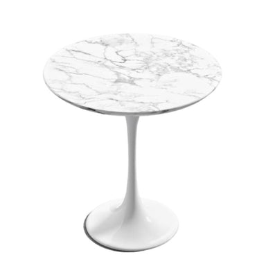 Top Facing View of The Tulip Side Table White Carrara Marble